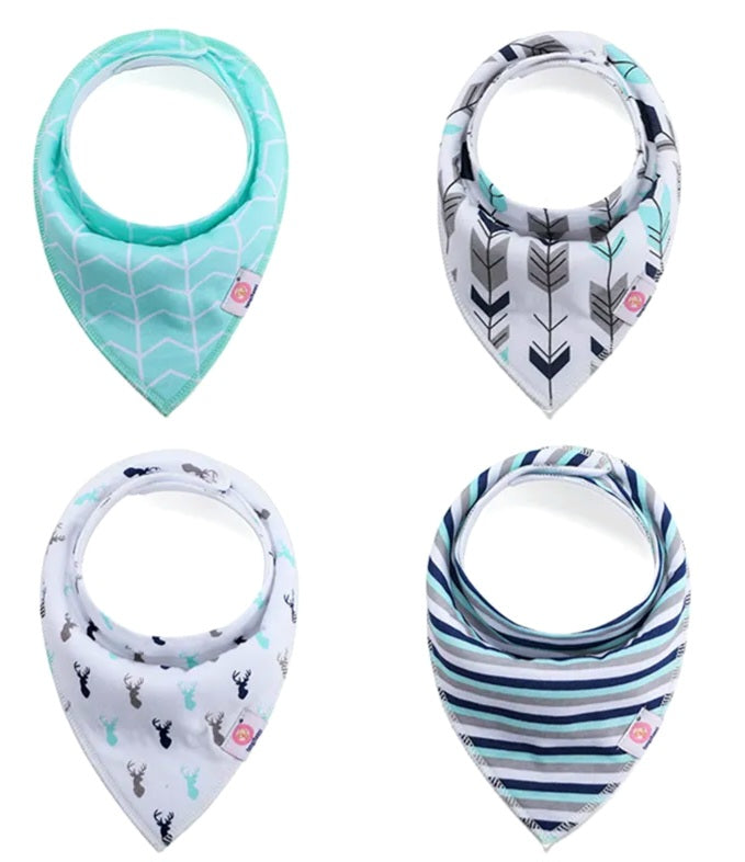 4 Pack Baby Bandana Bib Set