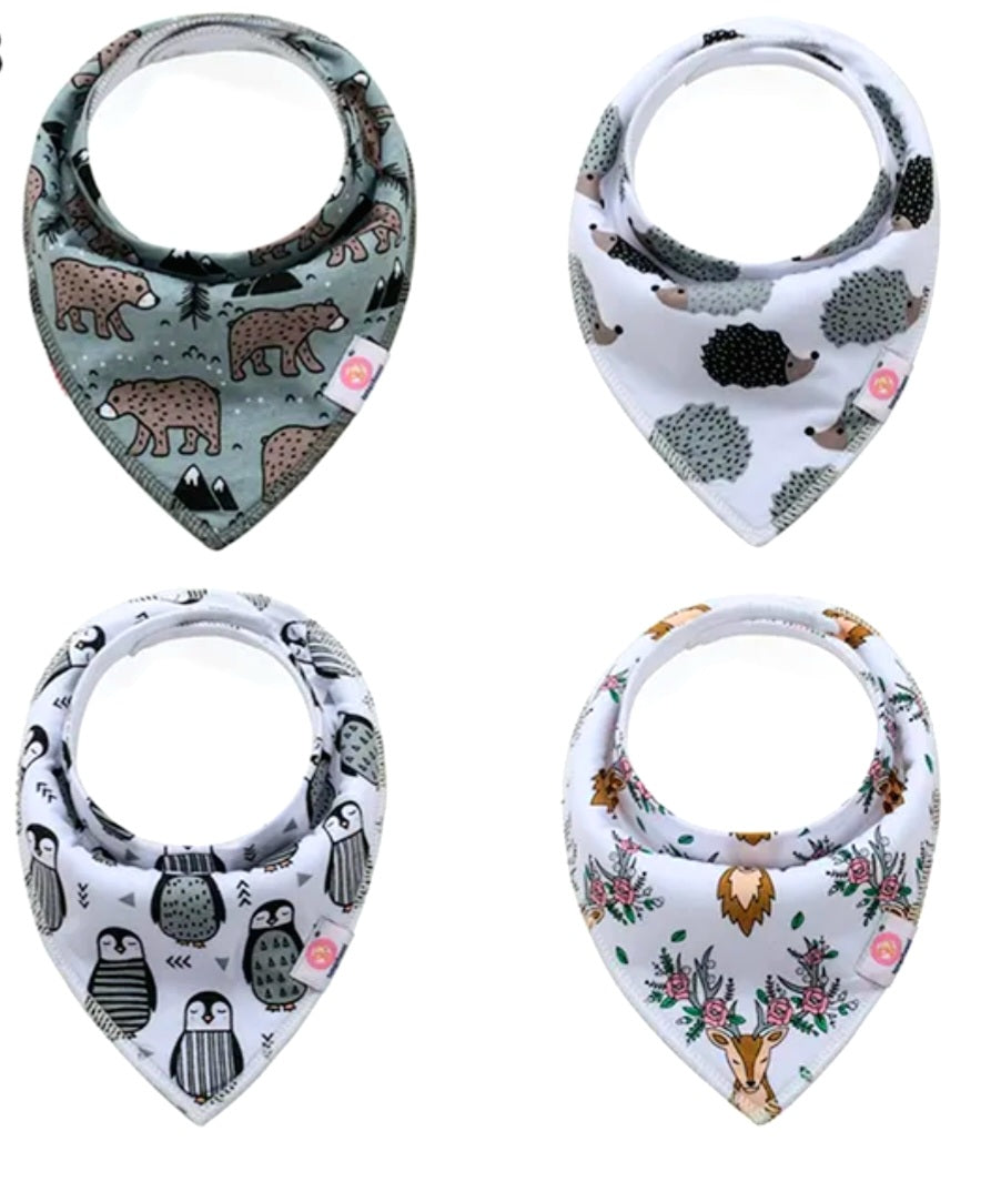 4 Pack Baby Bandana Bib Set