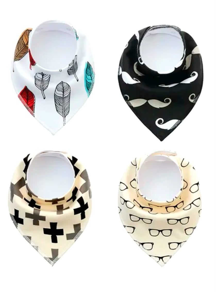 4 Pack Baby Bandana Bib Set