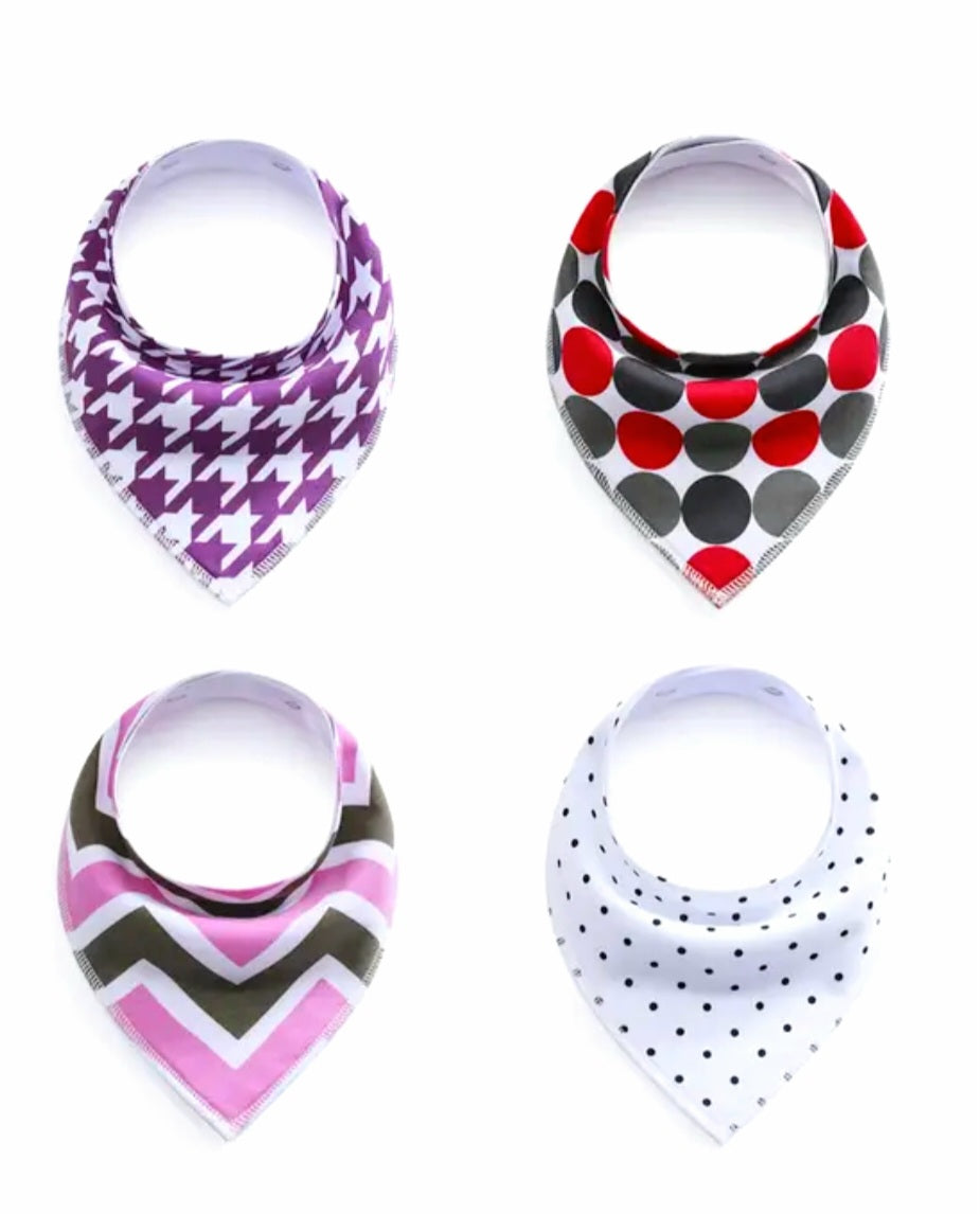 4 Pack Baby Bandana Bib Set
