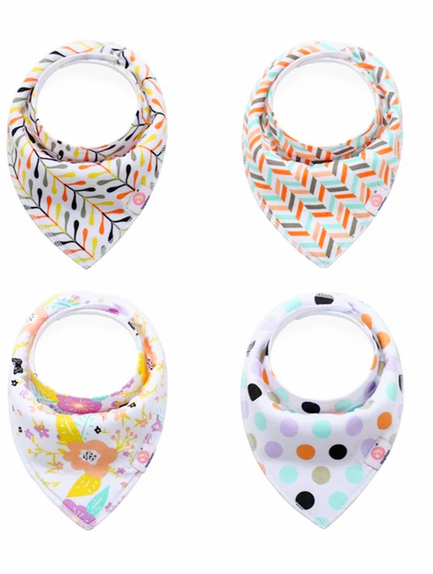 4 Pack Baby Bandana Bib Set