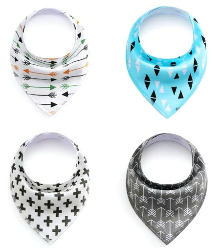 4 Pack Baby Bandana Bib Set