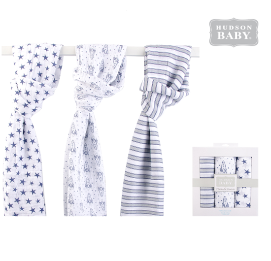 Hudson Baby Swaddle Blankets Set of 3