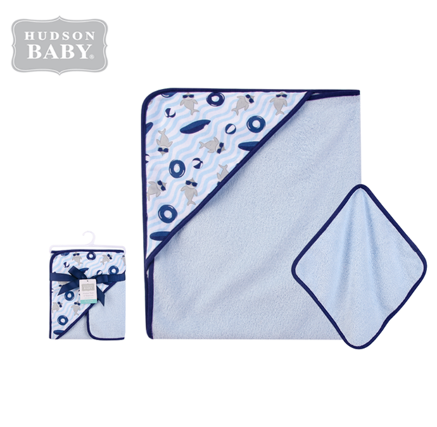 Hudson Baby Hooded Towel and Washer Set for Bath Time