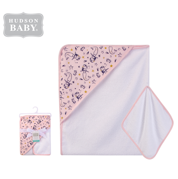 Hudson Baby Hooded Towel and Washer Set for Bath Time