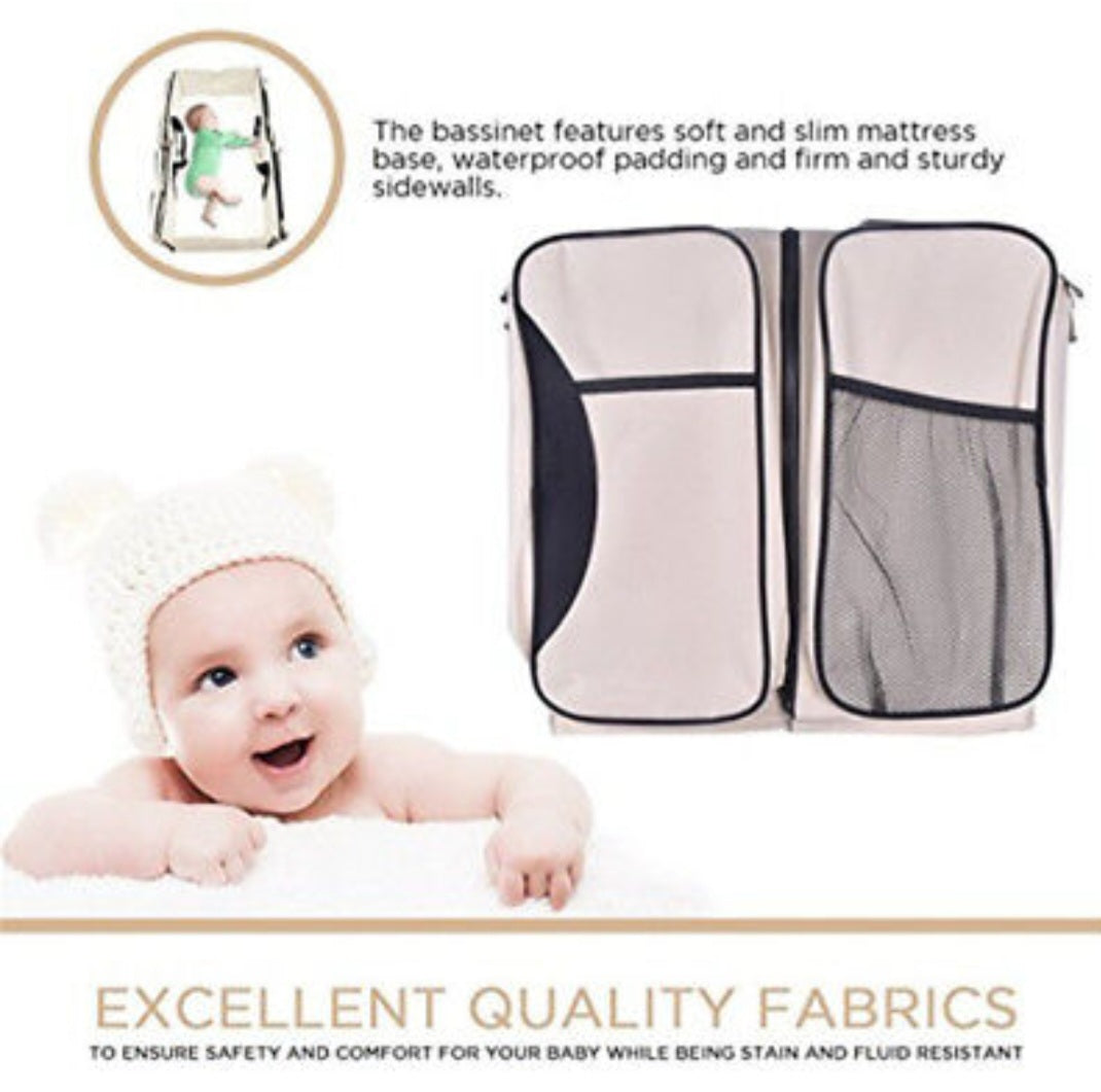 3-in-one. Portable nappy bag, change table and bassinet