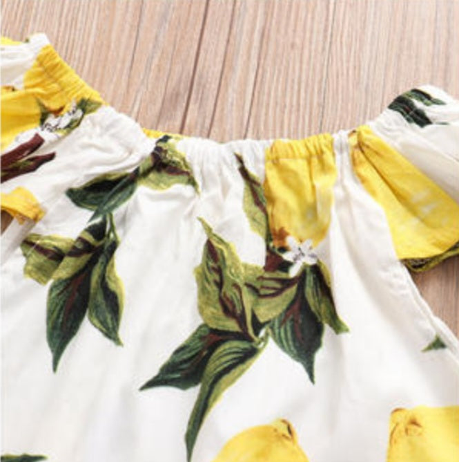 Lush Lemon Jean Shorts and Top Set