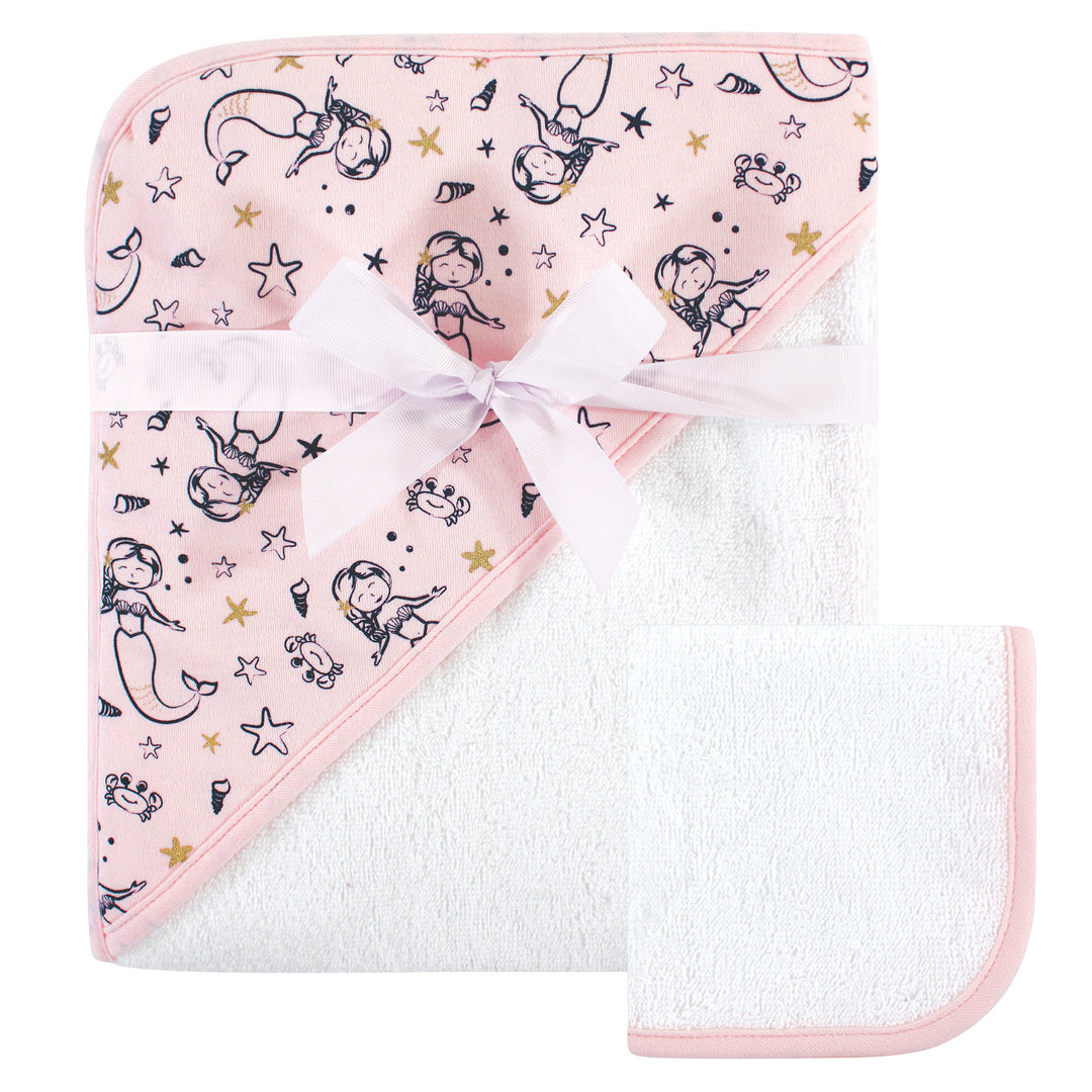 Hudson Baby Hooded Towel and Washer Set for Bath Time
