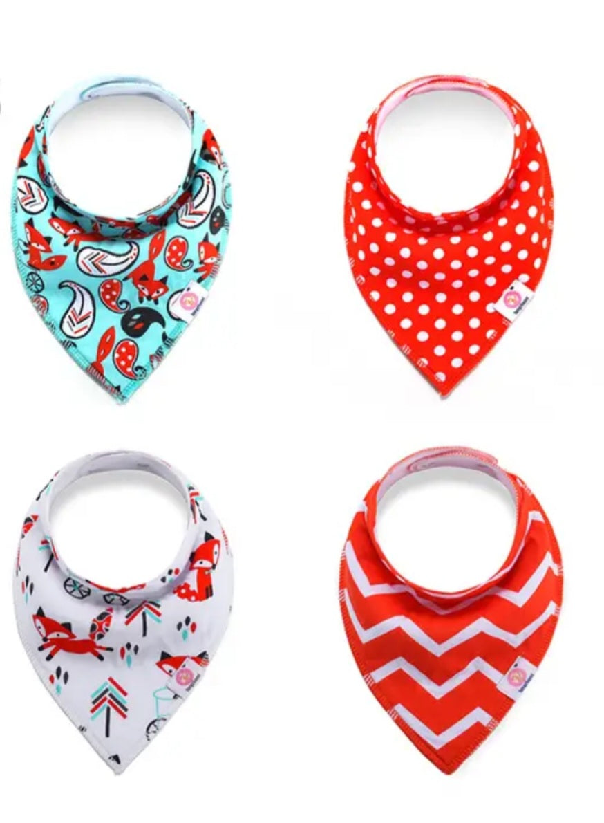 4 Pack Baby Bandana Bib Set