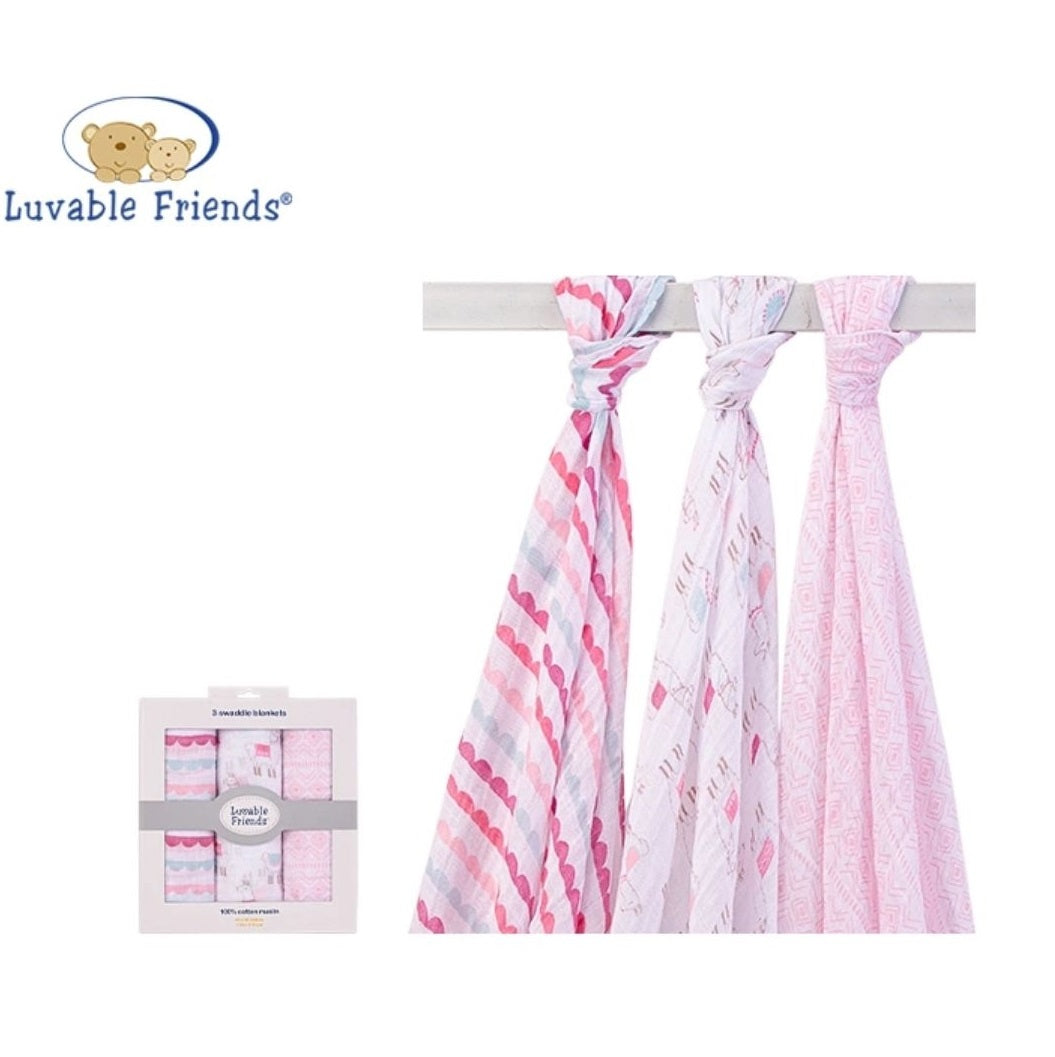 Luvable Friends Swaddle Blankets Set of 3