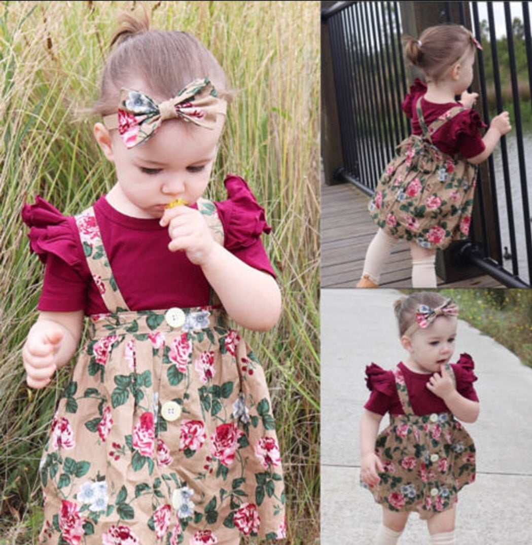 Flowery Baby Play-suit and Top Set