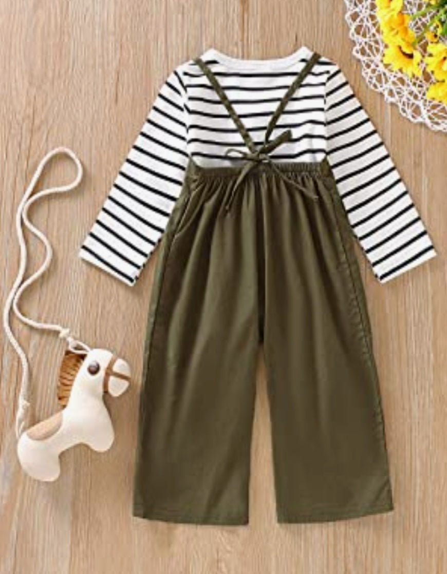 Little girls Stripe Top and jumpsuit Set
