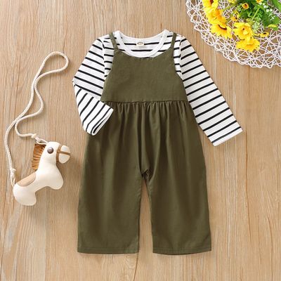 Little girls Stripe Top and jumpsuit Set