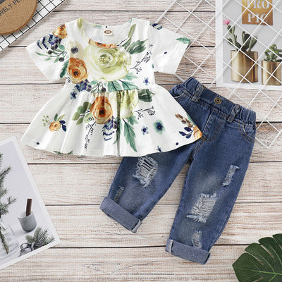 Floral Top and Jeans Set