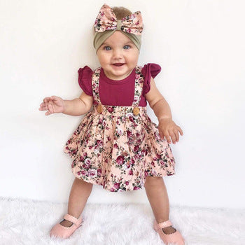 Flowery Baby Play-suit and Top Set